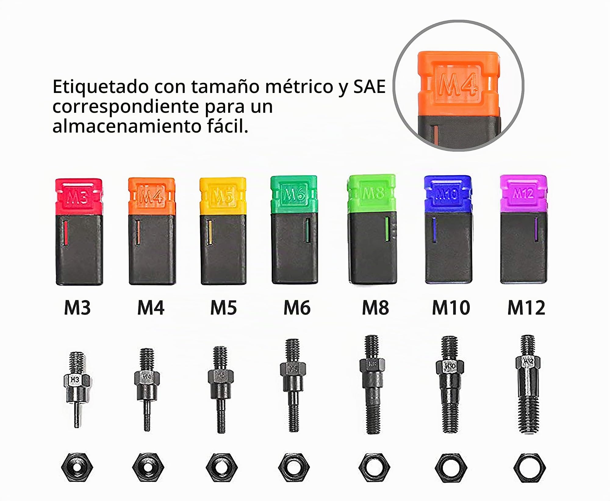 Remachadora ciega, manual, de 30,48 cm, con mango fuerte, con mandril y con remaches de rosca: M3, M4, M5, M6, M8, M10 y M12 (BT-606)