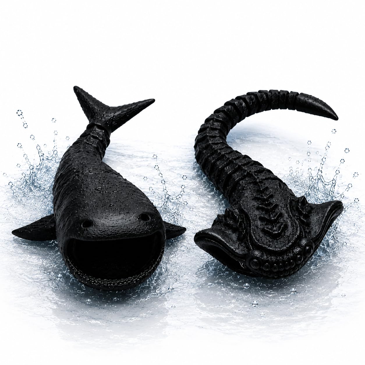 2 Pcs Bloop Sea Monster 3D Printed Flexible Articulated Fidget(Black)