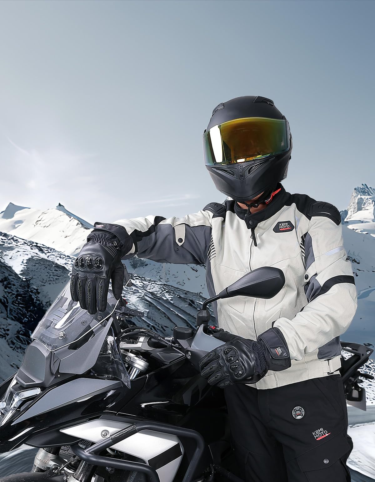 KEMIMOTO Guantes Moto Invierno, Resistentes al Agua y al Viento, con Pantalla Táctil, Motocicleta, Esquí y Actividades al Aire Libre