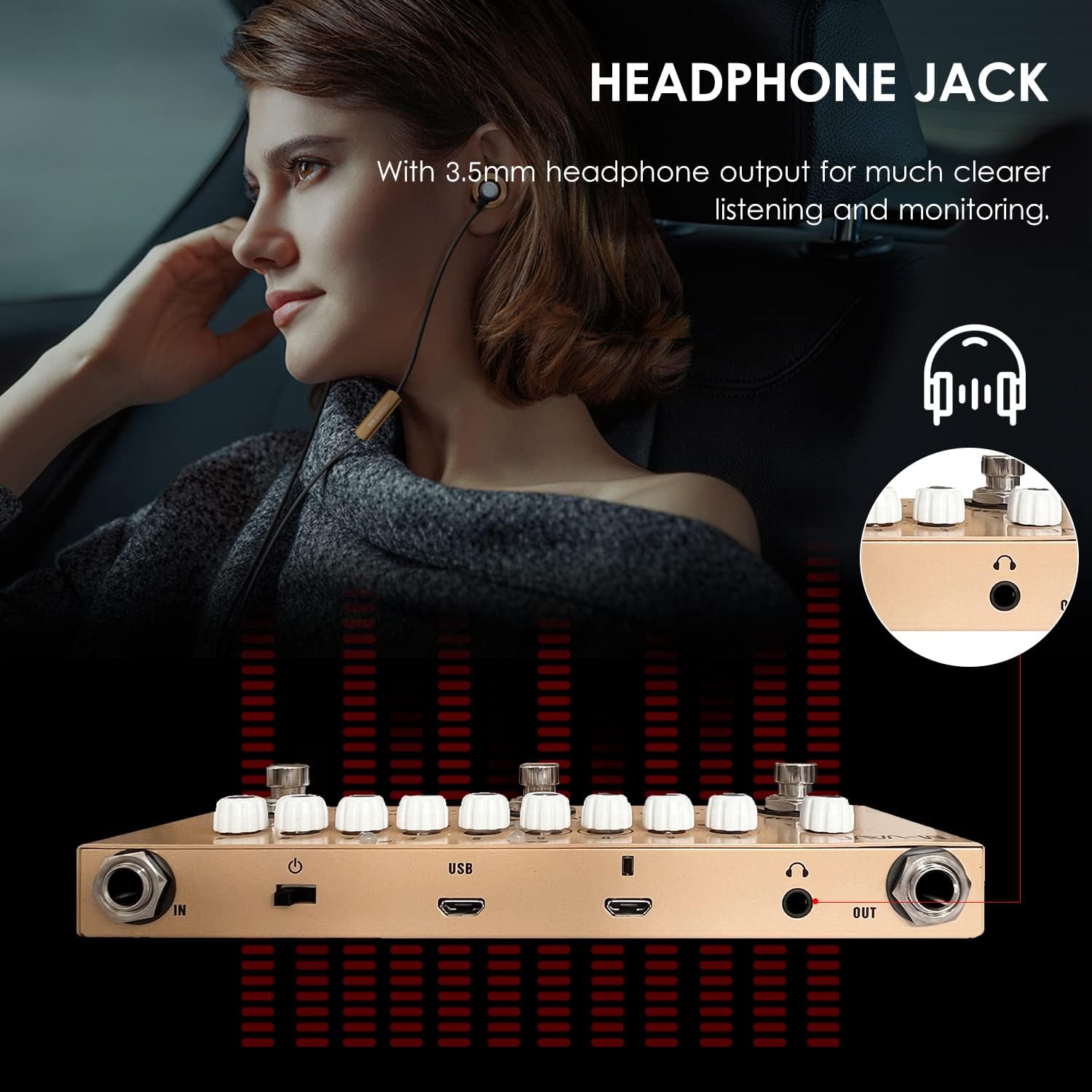 CUBE AC Portátil Multifuncional Guitarra Acústica Pedal de Efeito Combinado com Reprodução de Música Sem Fio Gravação de Telefone Função de Interface de Áudio