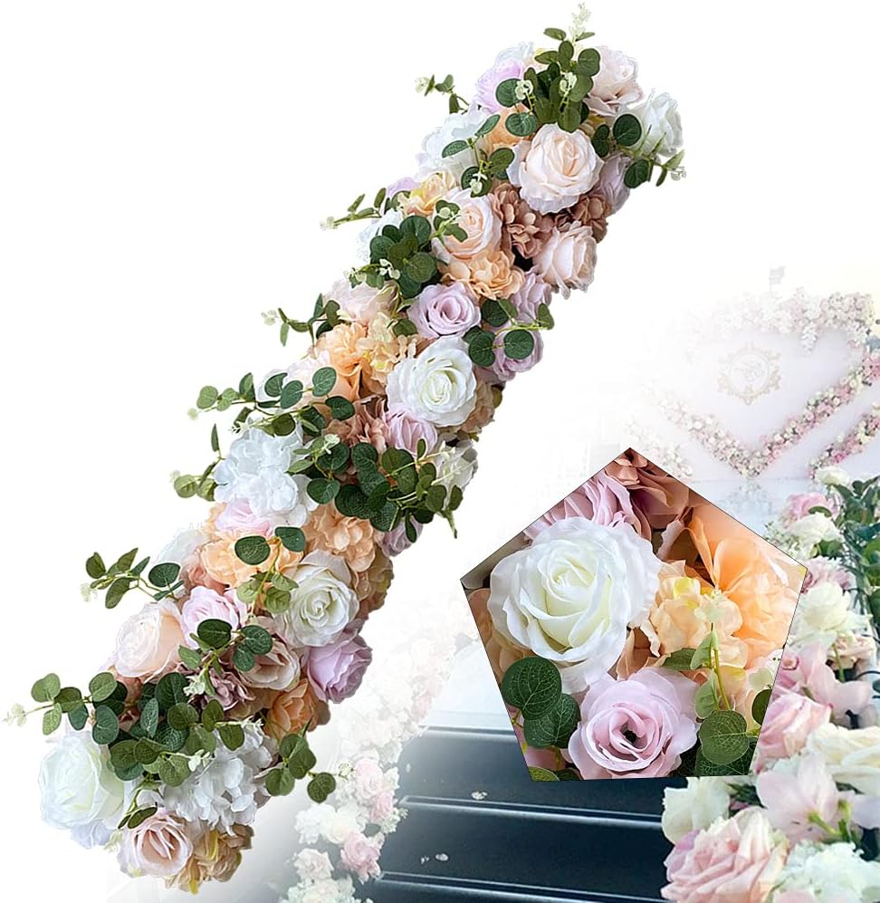 Artificial Silk Flower Row Panel Wedding Draping Floral Garland Backdrop 100cm