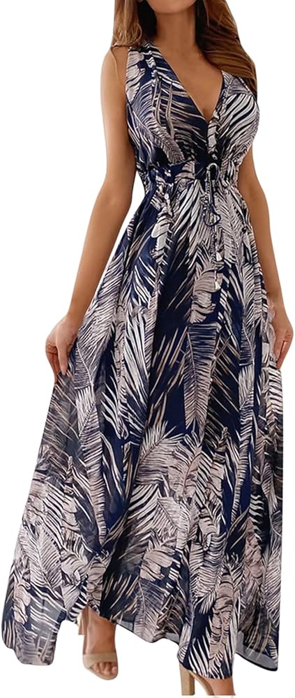 Vestido Bohemio De Verano Con Tirantes Delgados Florales Para Mujer, Con Volantes Escalonados, Vestido De Playa, Azul