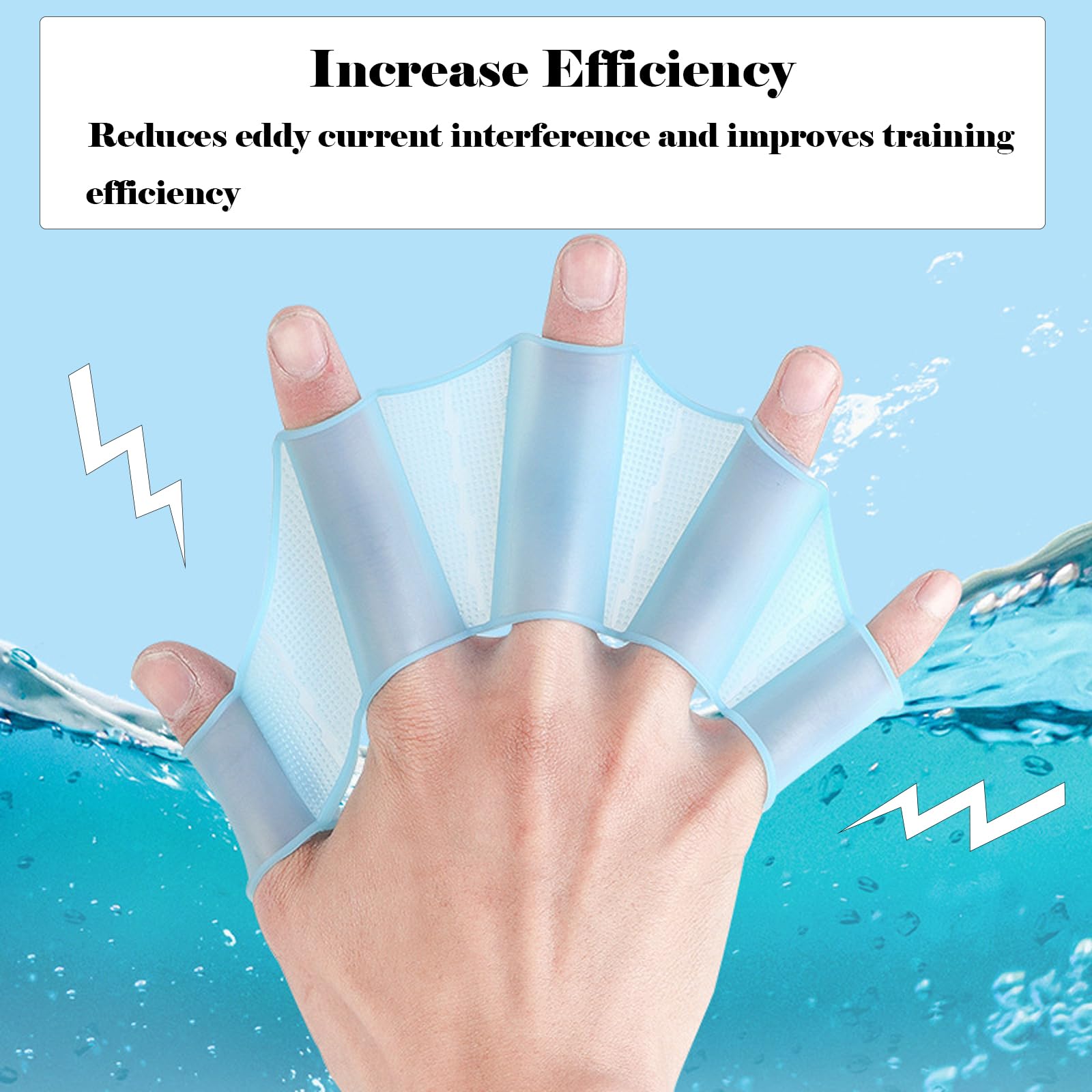 6 Paio Guanti da Allenamento per il Nuoto, Silicone Nuoto Fettucciato, Pinne per le Mani, Guanti Acquatici, Dita da Allenamento, Pinne da Nuoto Subacquee, per Bambini Donna Uomo (S/M/L, Blu)
