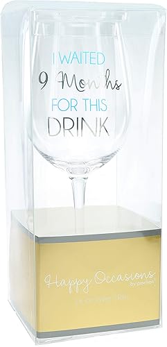Miniatura 7 de Pavilion Gift Company I Waited 9 Months for This Drink Copa de vino divertida de 16 onzas con tallo azul para mamá nueva