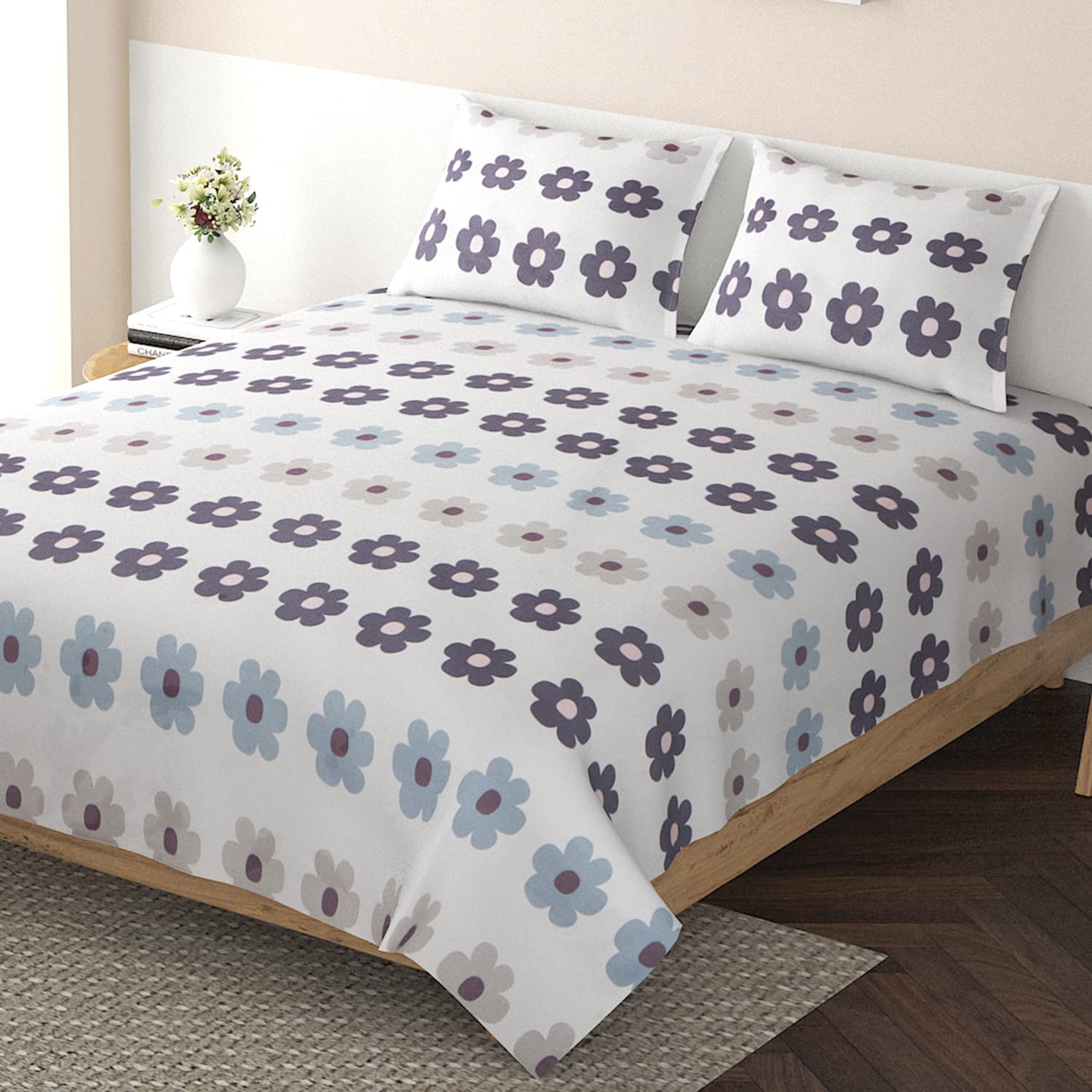 HOKIPO Premium Bed sheet for Double Bed 130GSM Microfiber Polyester