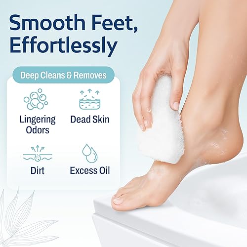 Miniatura 6 de Caja de belleza de exfoliación de pedicura con 6 esponjas exfoliantes de baño y 2 piedras pómez mágicas para eliminar callos de pies, almohadilla de