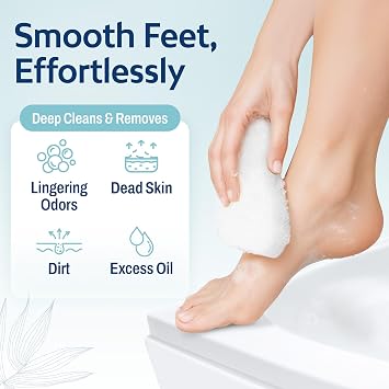 HartFelt Foot Exfoliating Sponge | Chemical-Free Foot Scrubbers for Smooth & Soft Feet | Gentle Sponge Pad for Callus Removal, Dead Skin & Cleansing | Made in USA - 30 Count