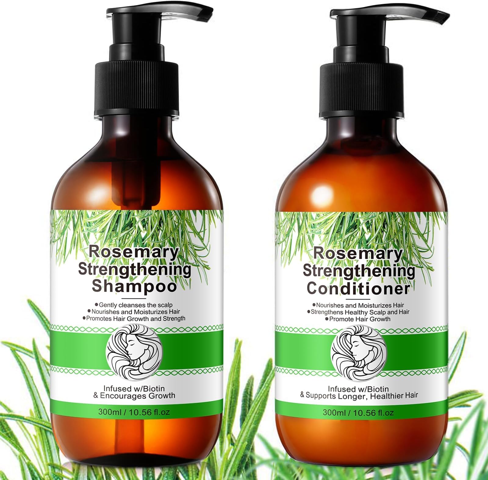 Rosemary Shampoo and Conditioner Set, Hair Growth Shampoo and Conditioner for Anti Hair Loss Nourishing Scalp Reduce Frizz, Rosemary Mint Shampoo and Conditioner for Women Men, Sulfate & Paraben Free