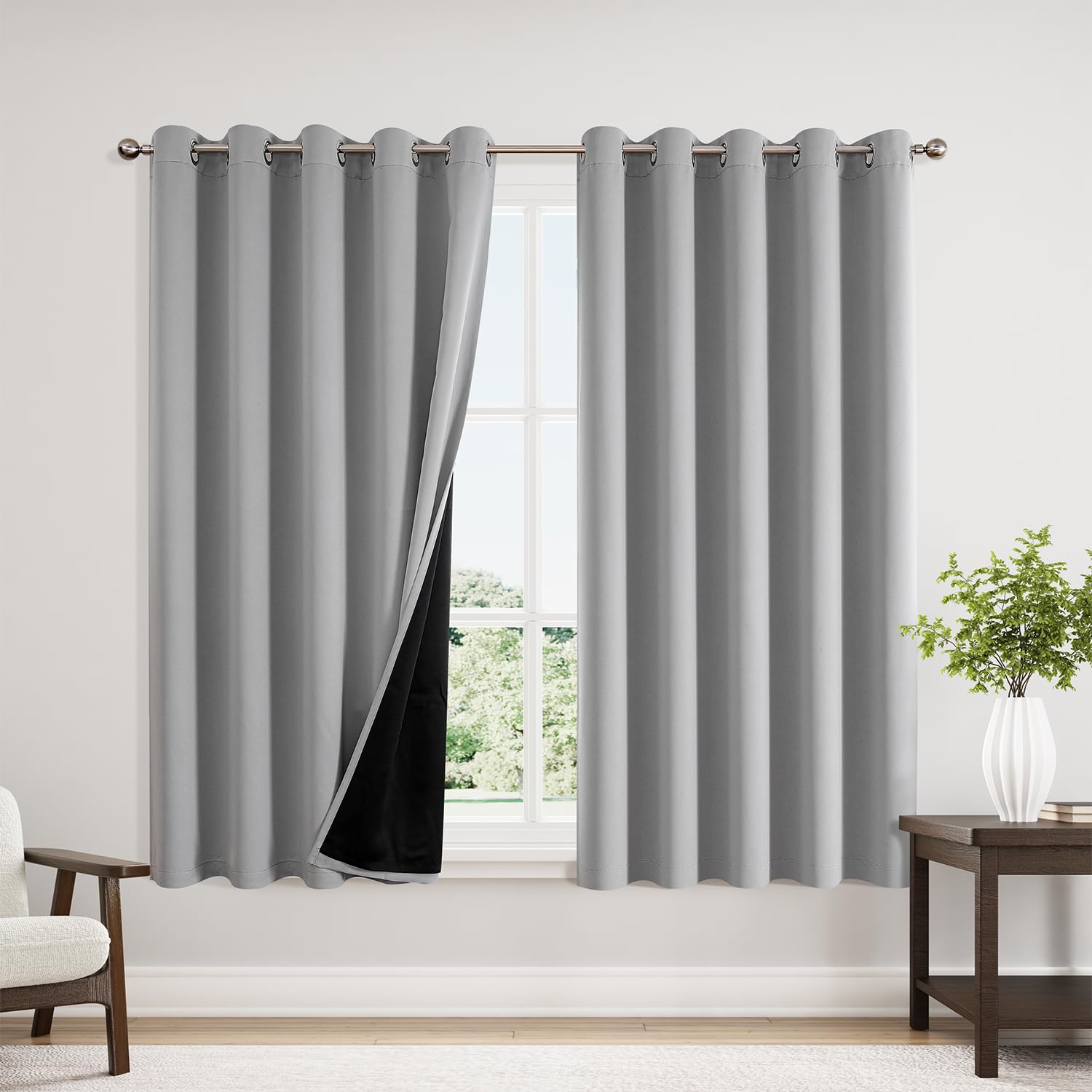 Amazon.com: ChrisDowa 100% Blackout Curtains 63 inch Long for Bedroom ...