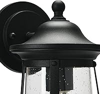 Vista 7 de Luz de exterior de metal y vidrio semillado Portside para exteriores, negro mate