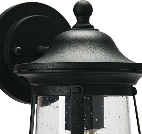 Miniatura 7 de Robert Stevenson Lighting - Luz de exterior de metal y vidrio semillado Portside para exteriores, negro mate