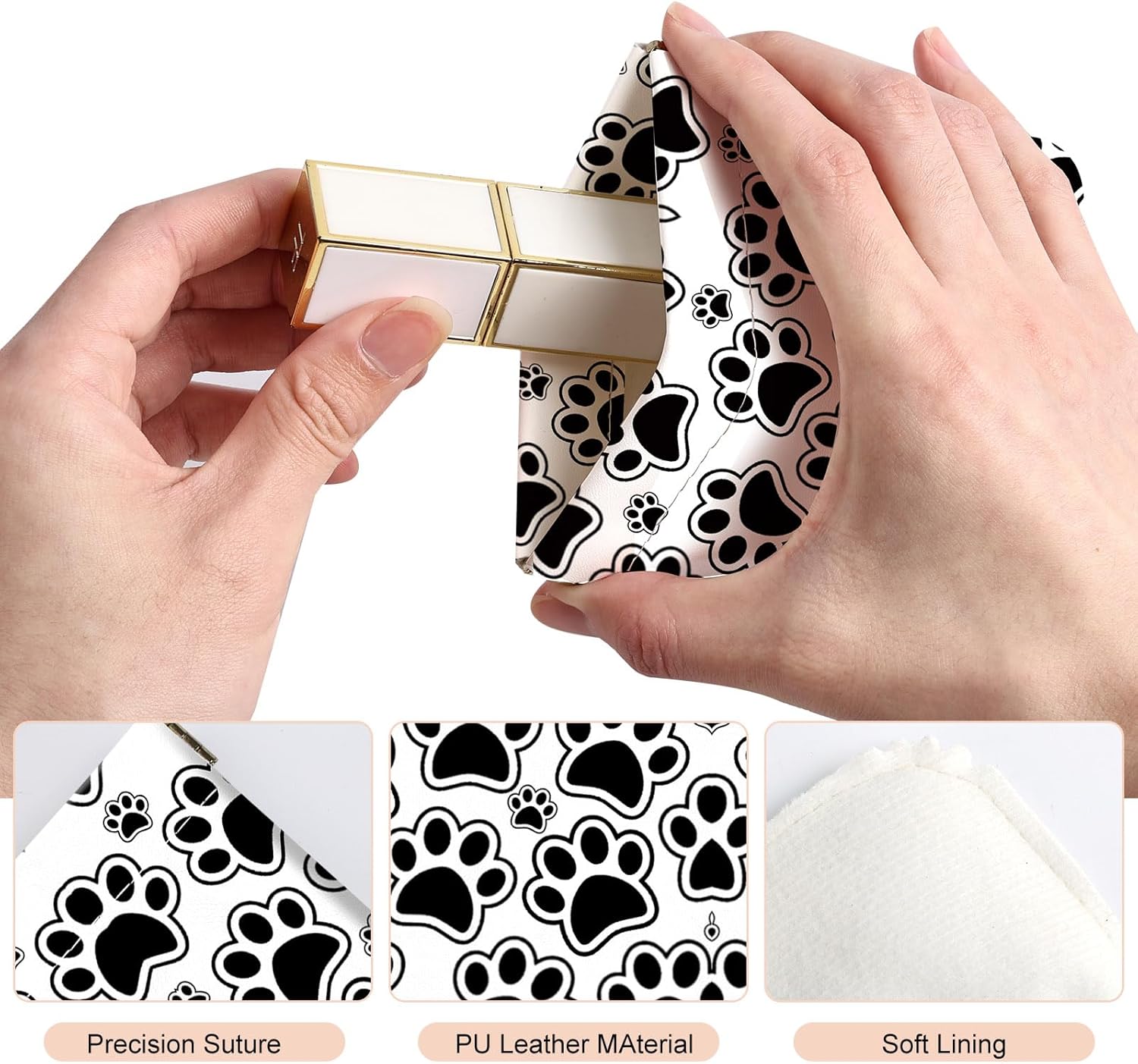 2Pcs PU Leather Small Squeeze Coin Purse Pouch Mini coin Bag Unique And Cute Wallet Cosmetic Bags Change Bag For Women Girls Men Black and white paw prints - Image 3