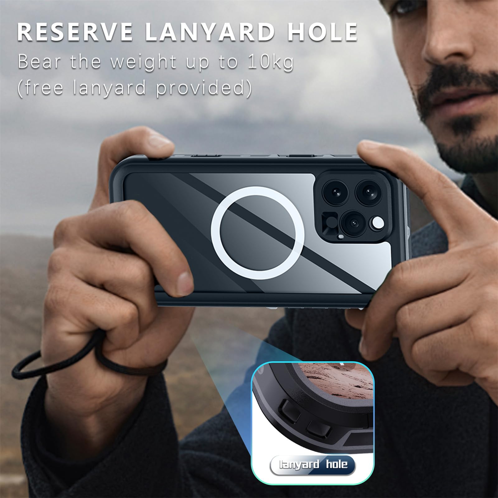 Funda impermeable para iPhone 16 Pro Max/16 Pro/16 Plus/16, compatible con MagSafe IP68 certificada bajo el agua, funda totalmente sellada con protector de pantalla integrado (negro, 16 Pro Max)