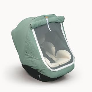 Baby Car Seat Cover, Baby Carseat Cover for Newborn, Muslin Baby Carrier Cover, Breathable Cotton Cover