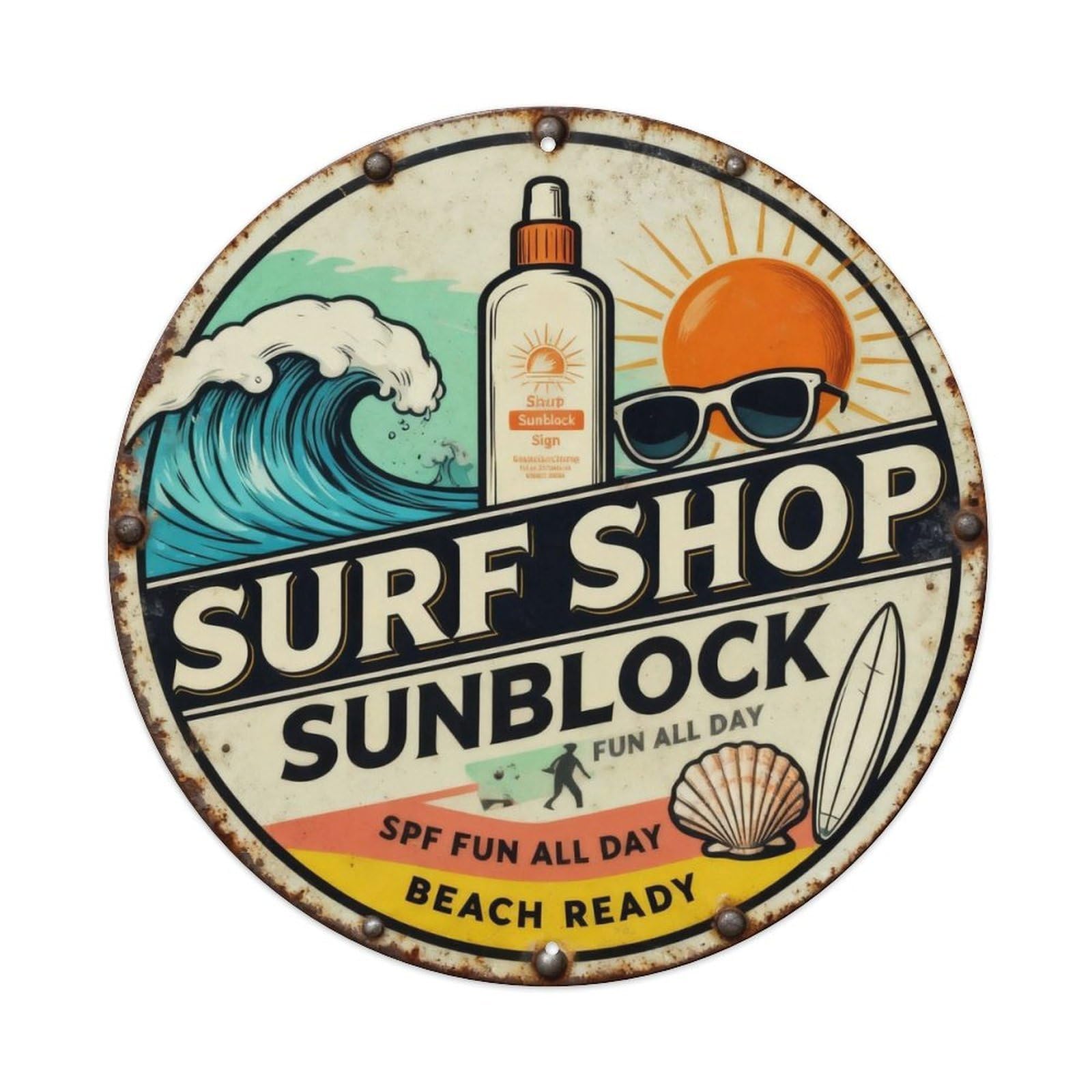 Surf Shop Sunblock Sign Metal Tin Sign Plaque