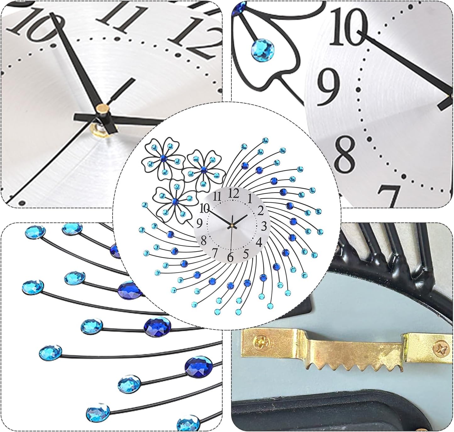 Large Wall Clocks for Living Room Decor Large Wall Clock Battery Operated Silent Non-Ticking for Kitchen,Home,Office,Bedroom,Office Indoor Crystal Round Wall Decoration /20Inch