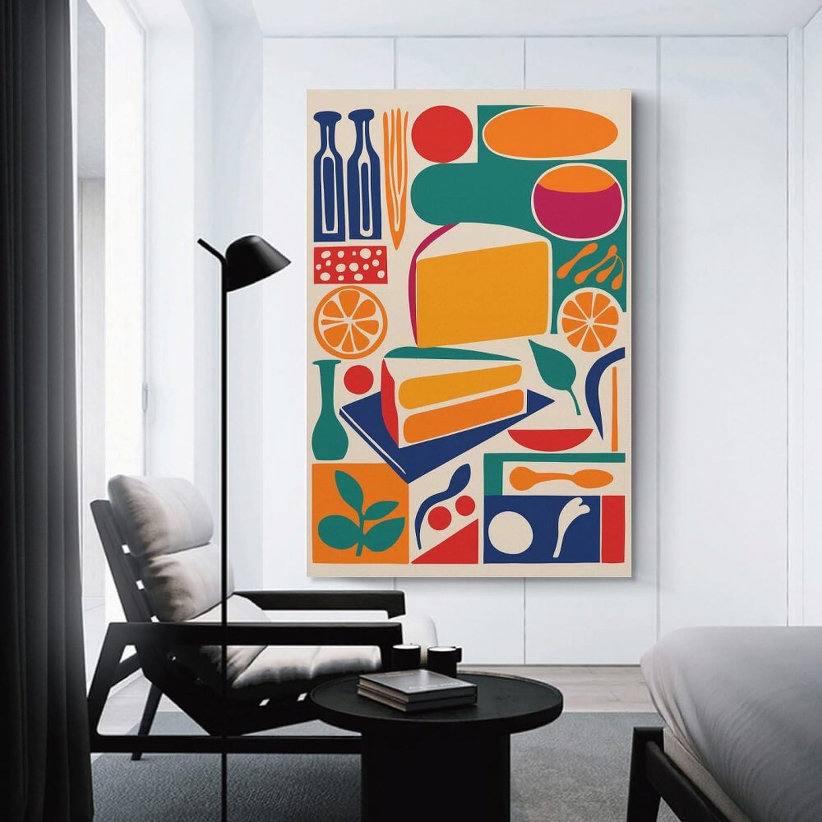 Junmoney Unframe-Style-24 Retro Abstract Cheese Hanging Wall Art 16X24inch(40X60cm), For Work Areas, Reading Rooms Or Studios, Canvas Wall Decor For Creative Rooms