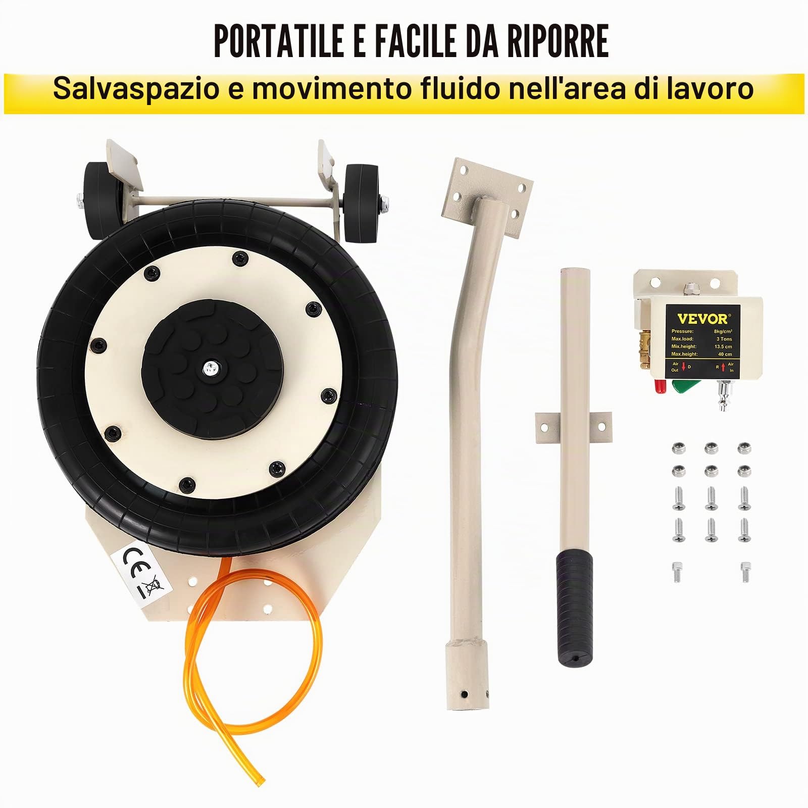 VEVOR 5T Cric Pneumatico ad Aria Cric Martinetto Pneumatico in Acciaio Air Jack Veloce per Sollevare L'auto