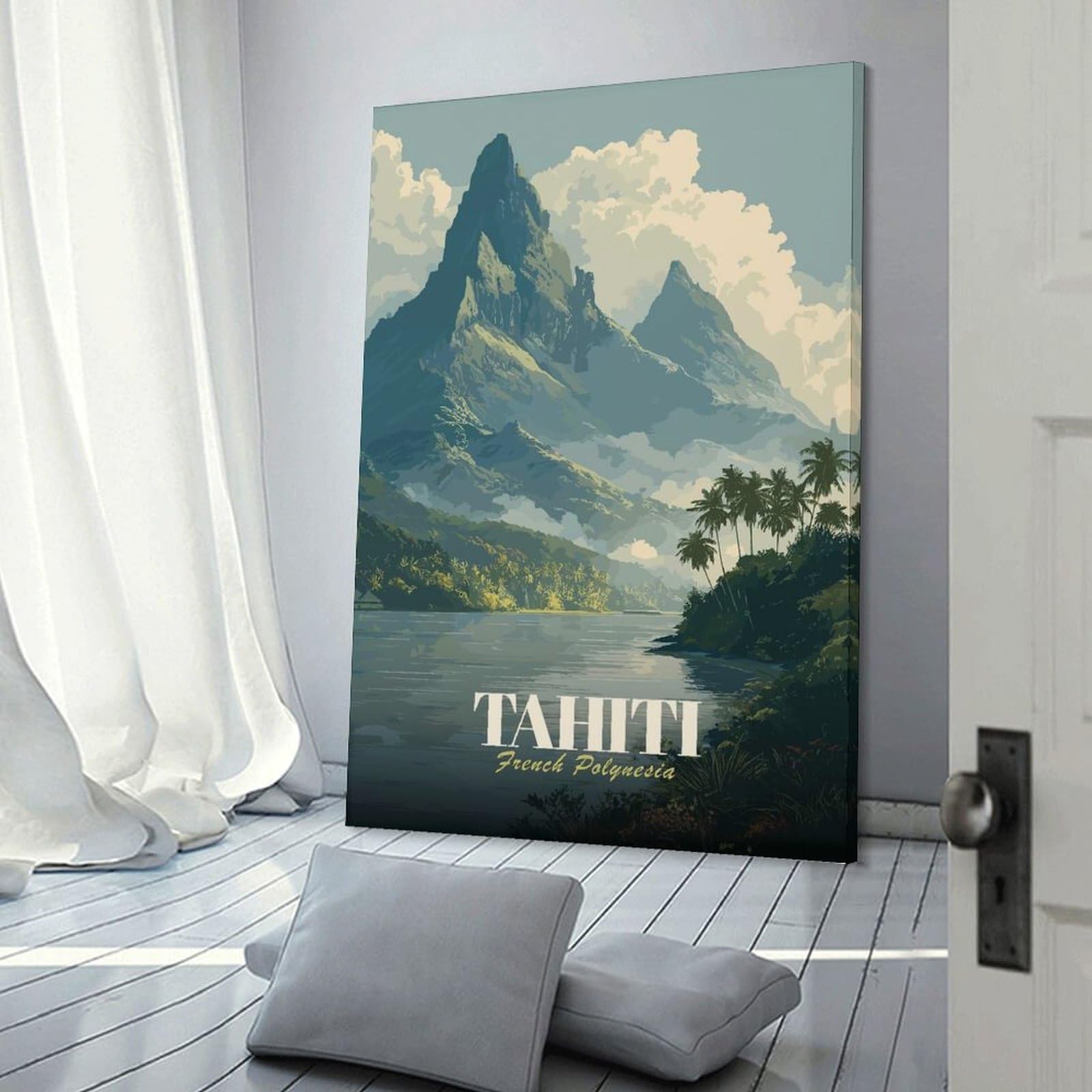 Junmoney Tahiti French Polynesia Travel Decorative Canvas Print, 20x30inch(50x75cm), for Hallway, Bedroom Or Modern Interiors, Gift Idea for Housewarming And Birthdays