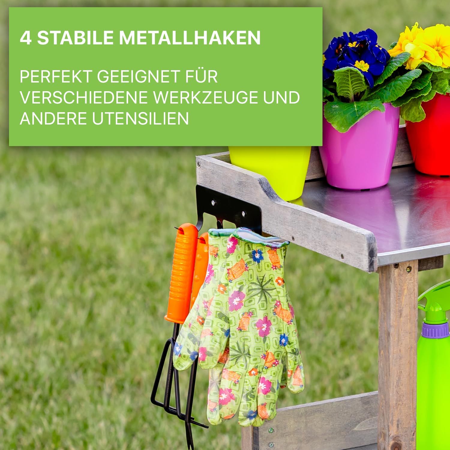ITA Pflanztisch Premium - Pflanzentisch mit verzinkter Arbeitsplatte - Gärtnertisch aus Holz - Wetterfest - Made in EU - Direkt vom Hersteller - FSC Zertifiziert - Outdoor & Indoor - 76x38x89 cm Natur