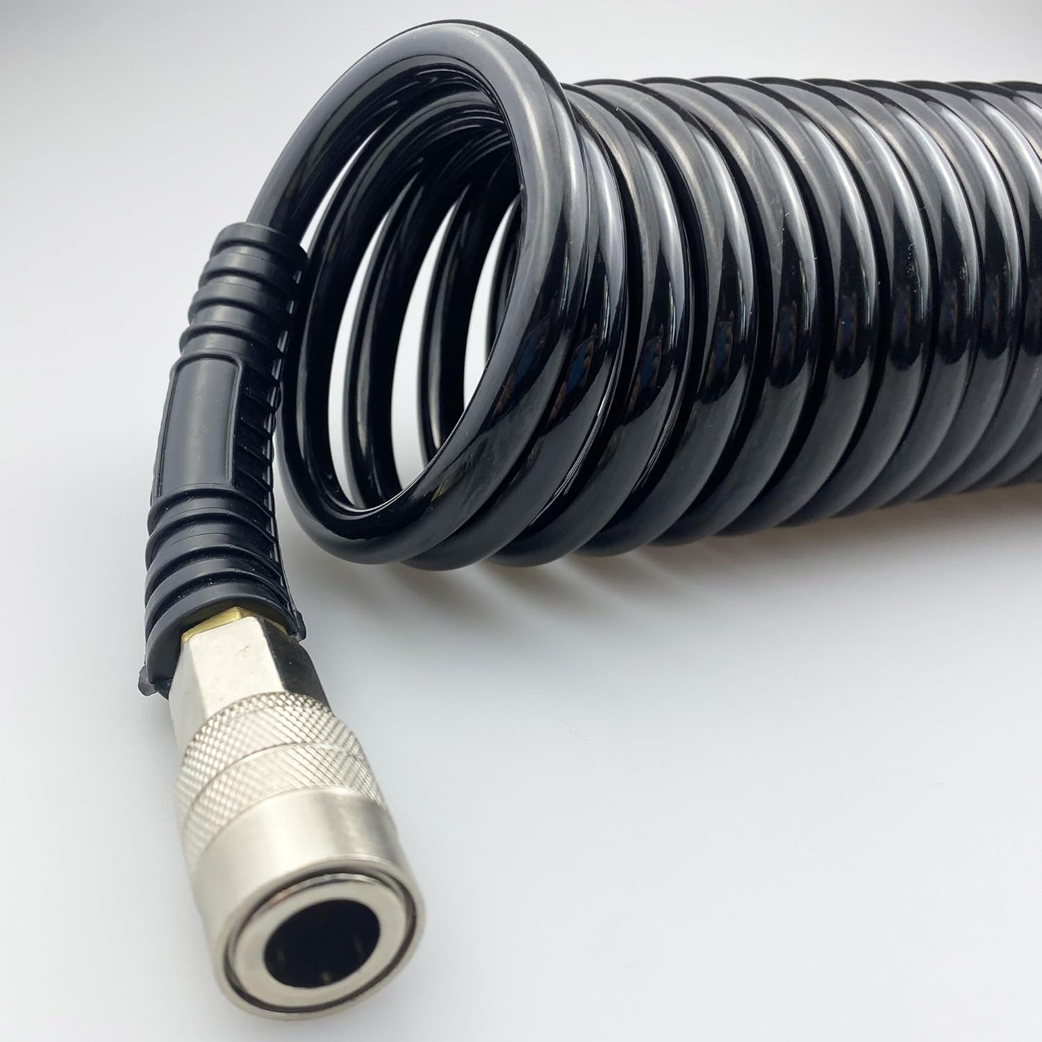 Darnassus Polyurethane Recoil Air Hose, Air Compressor Hose with 1/4" Swivel Fittings, for Industrial, Household, Garage, Station (10 FT, Black)