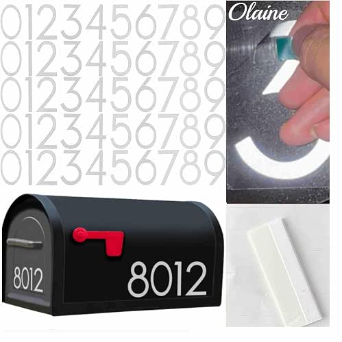 3 Inch Reflective Mailbox Numbers, 50 PCS Olaine House Vinyl