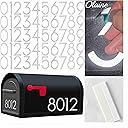 3 Inch Reflective Mailbox Numbers for Outside, 5 Sets House Number Stickers with Easy-Peel Tabs, Strong Self-Adhesive Vinyl Numbers, Includes Squeegee & Masking Tape