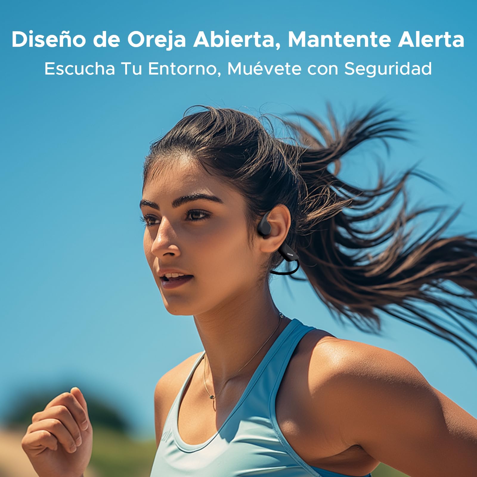 BoneBeatRunRay Auriculares Conduccion Auriculares Deportivos Inalámbricos Open-Ear con Luz LED Seguridad Auriculares Impermeables IP66 10h Autonomía Carga Rápida para Correr Gimnasio-Negro