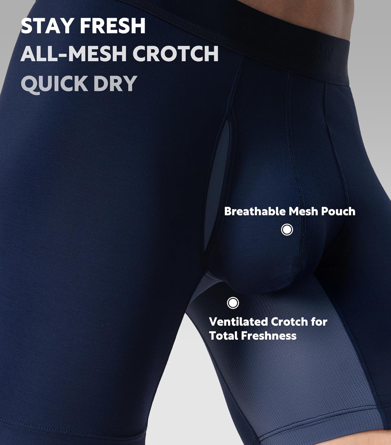 DAVID ARCHY Men’s Boxer Briefs with Breathable Mesh Crotch, Modal Underwear, Moisture-Wicking, Soft Waistband, 4 Pack - Image 2