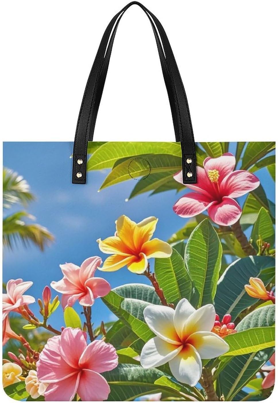 Hawaii Flowers Tote Bag with Magnetic Buckle Reusable Grocery Bags Lightweight Cross Body Handbag for Daily Essentials