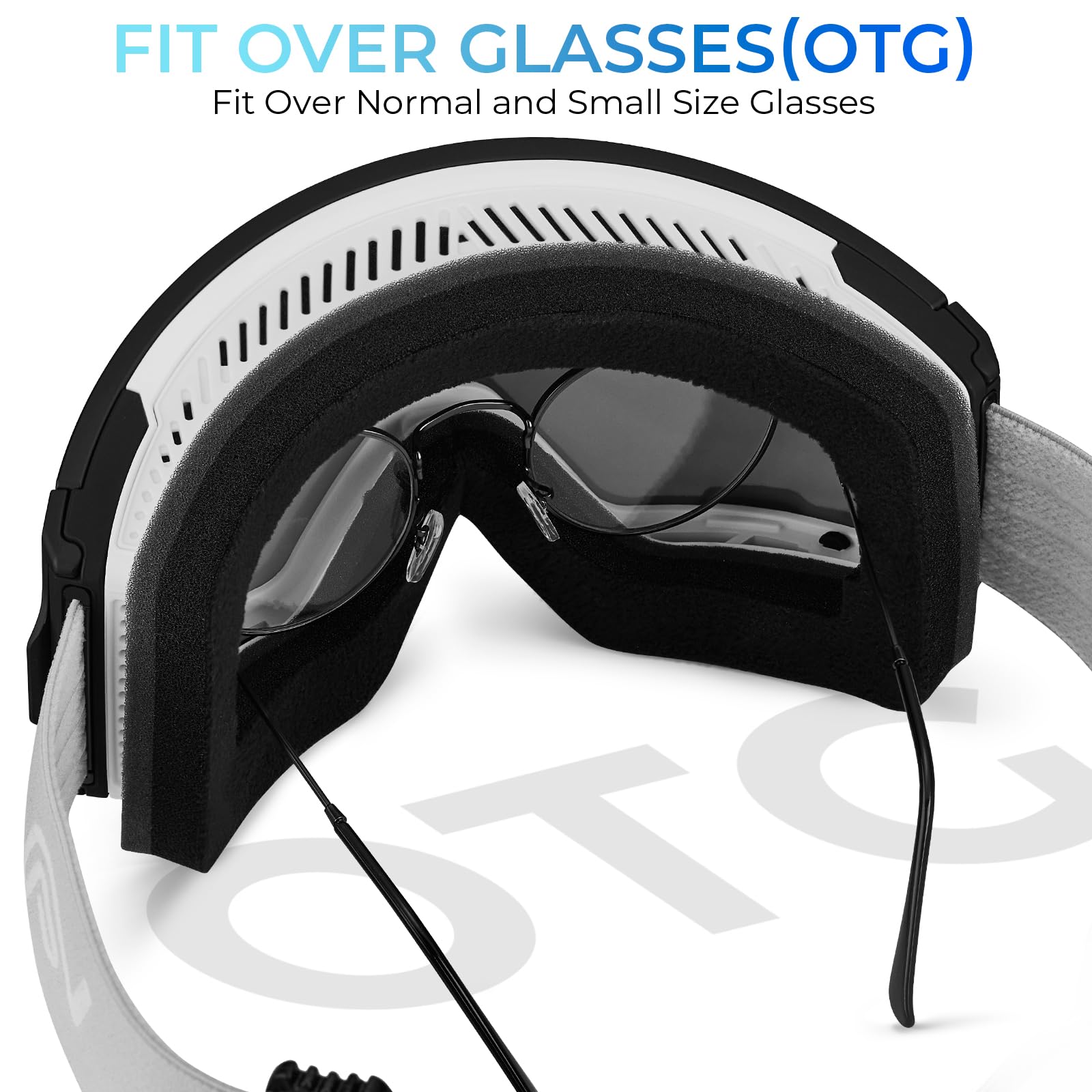 AVAWAY Skibrille Snowboard Brille Zylinder Verspiegelt Magnet-Wechselsystem OTG UV-Schutz Anti Fog Linse