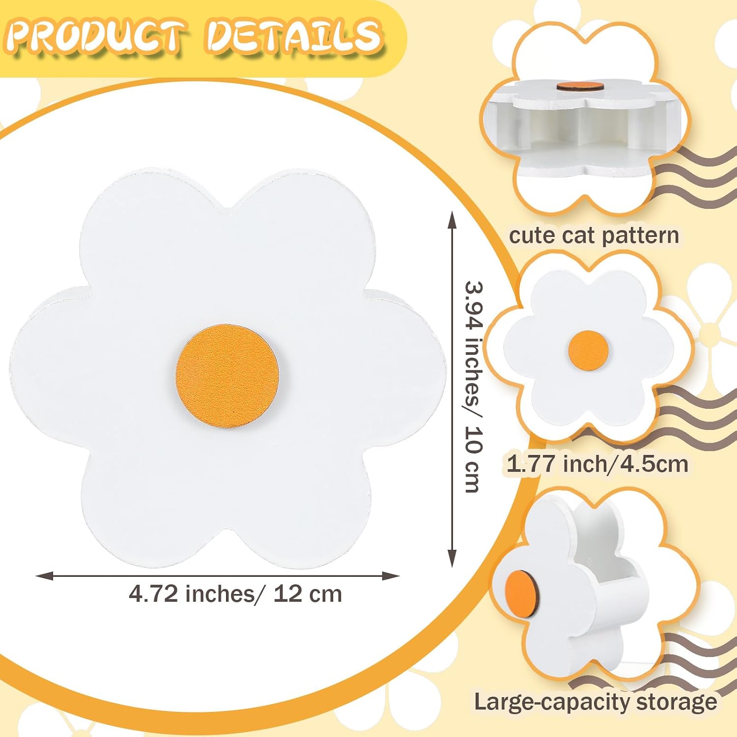 Tenceur Daisy Flower Pen Holder Cute Daisy Large Capacity Pencil Holder White Office Decor Pencil Cup Pot Desk Organizer for Office Makeup Brush Holders Back to School Funny Gift for Coworkers Women image 2