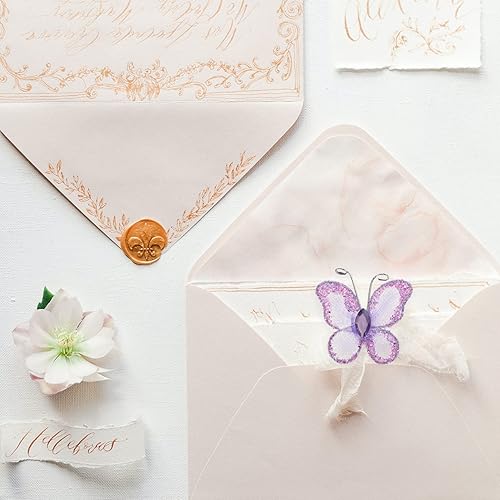 Miniatura 2 de BESPORTBLE 50 piezas de decoración de mariposa de malla morada para decoración de boda, mariposas de alambre con purpurina para el hogar y centros