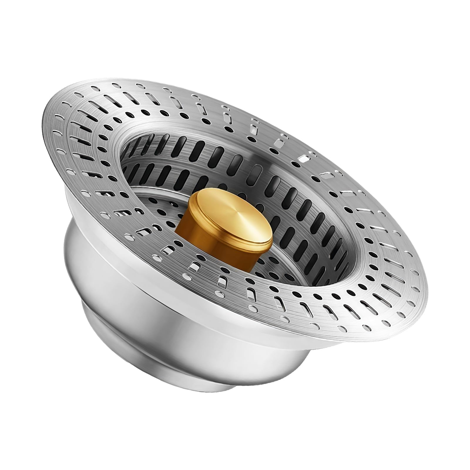 Kitchen Sink Drain Plug Stainless Steel Drain Strainer Bounce Score Sink Plug Anti-clogging Push Type Stopper Stainless Steel Sink Stopper Bathroom Strainer