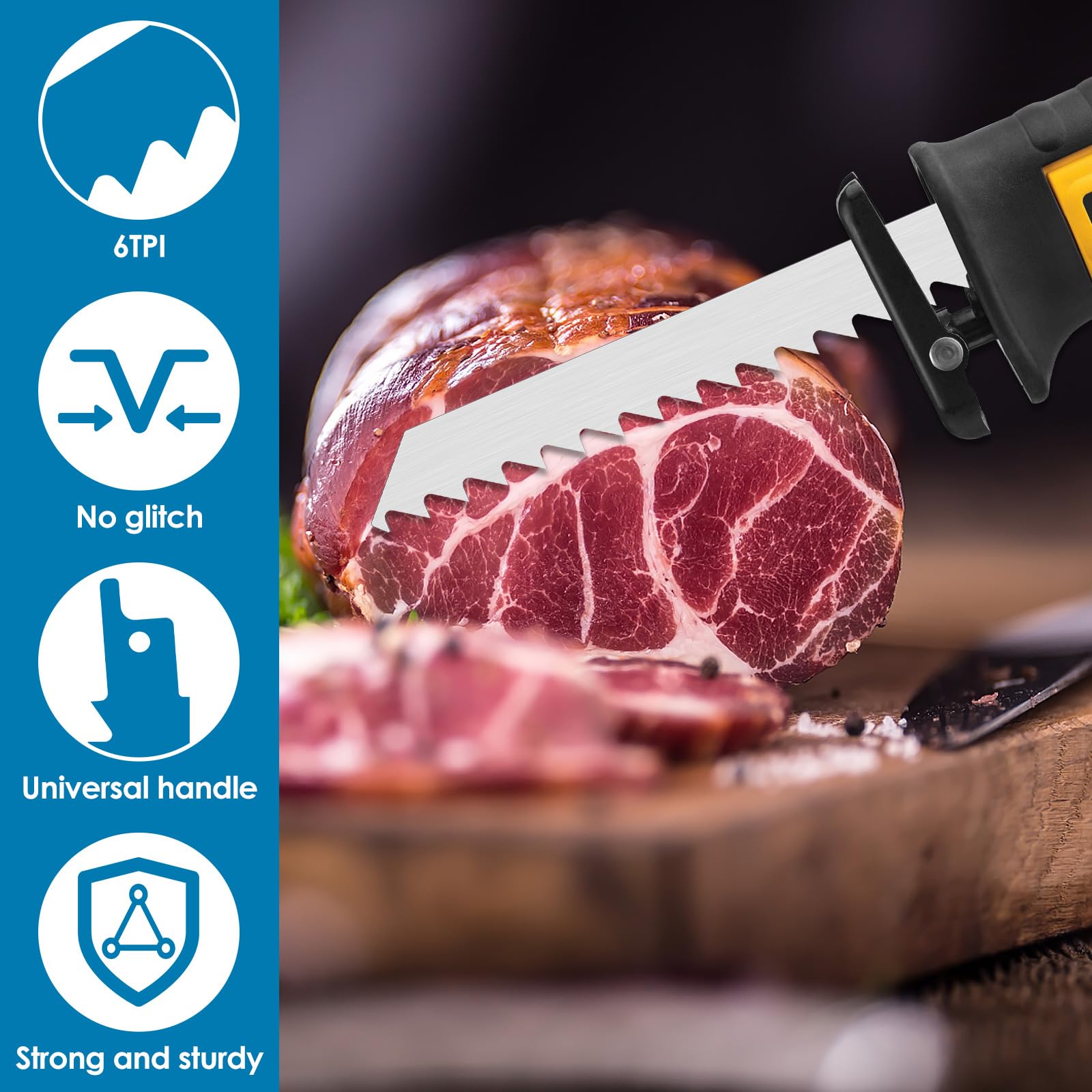 Lot de 5 lames de scie à os, 152 mm, en acier inoxydable, pour os et viande, pour couper le bœuf, la viande congelée, les os
