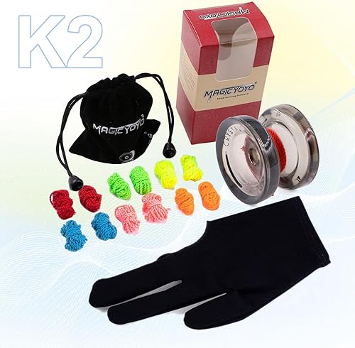 Miniatura 3 de MAGICYOYO K2 Crystal Yoyo Yoyo profesional sensible para principiantes, yoyo de plástico con 5 cuerdas de yoyo, bolsa Yoyo + guante (K2-negro)