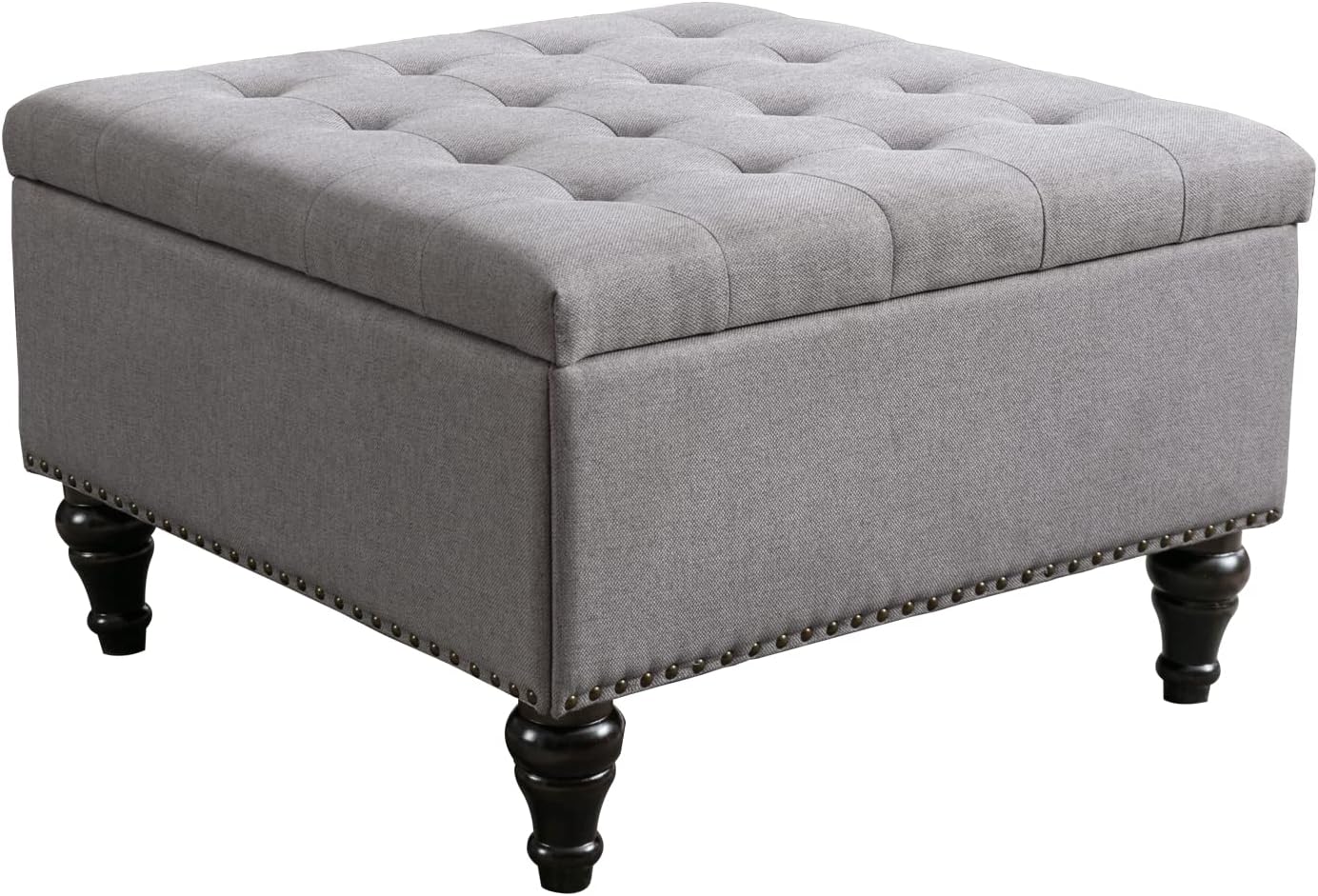 Wide Square Storage Ottoman (Grey) - Image 10