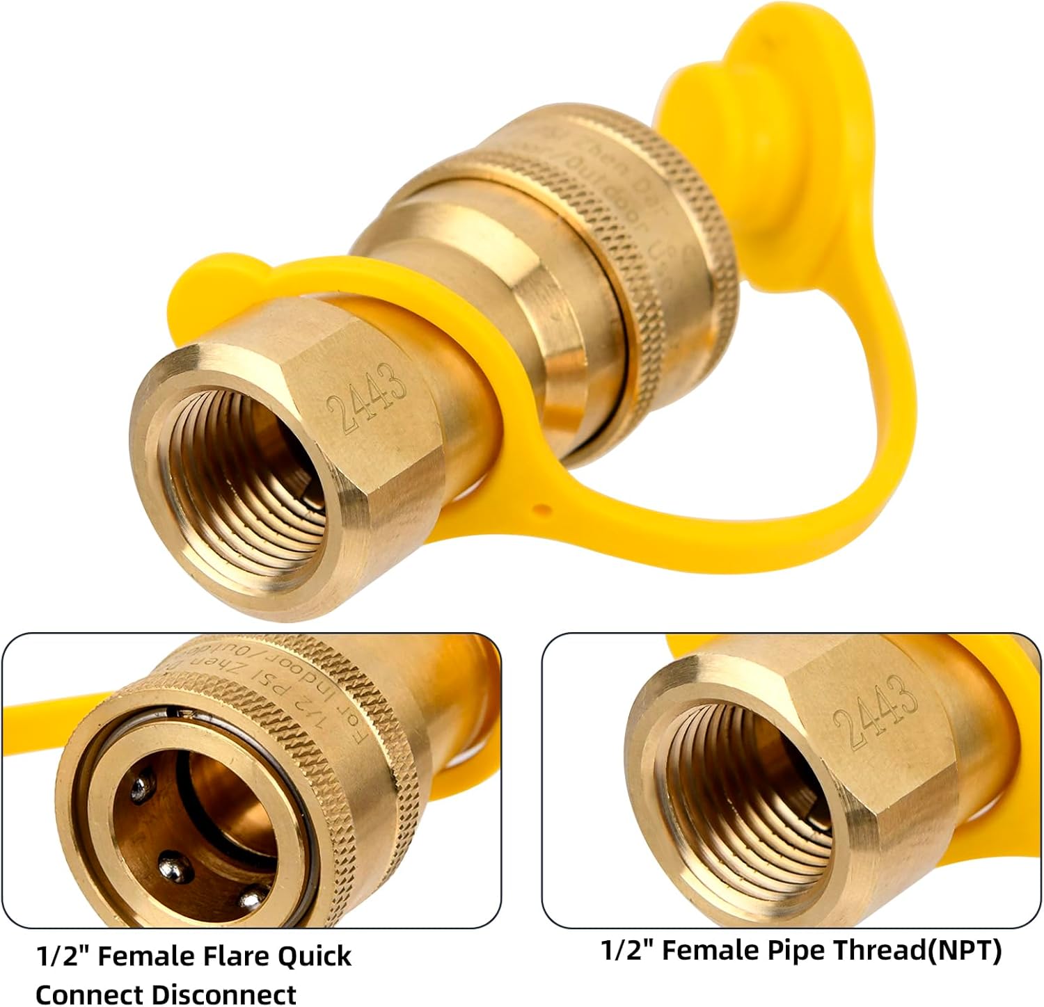 1/2 Inch Natural Gas Hose 10FT with Quick Connect Fittings, Natural Gas Quick Connect Fittings 1/2 Inch