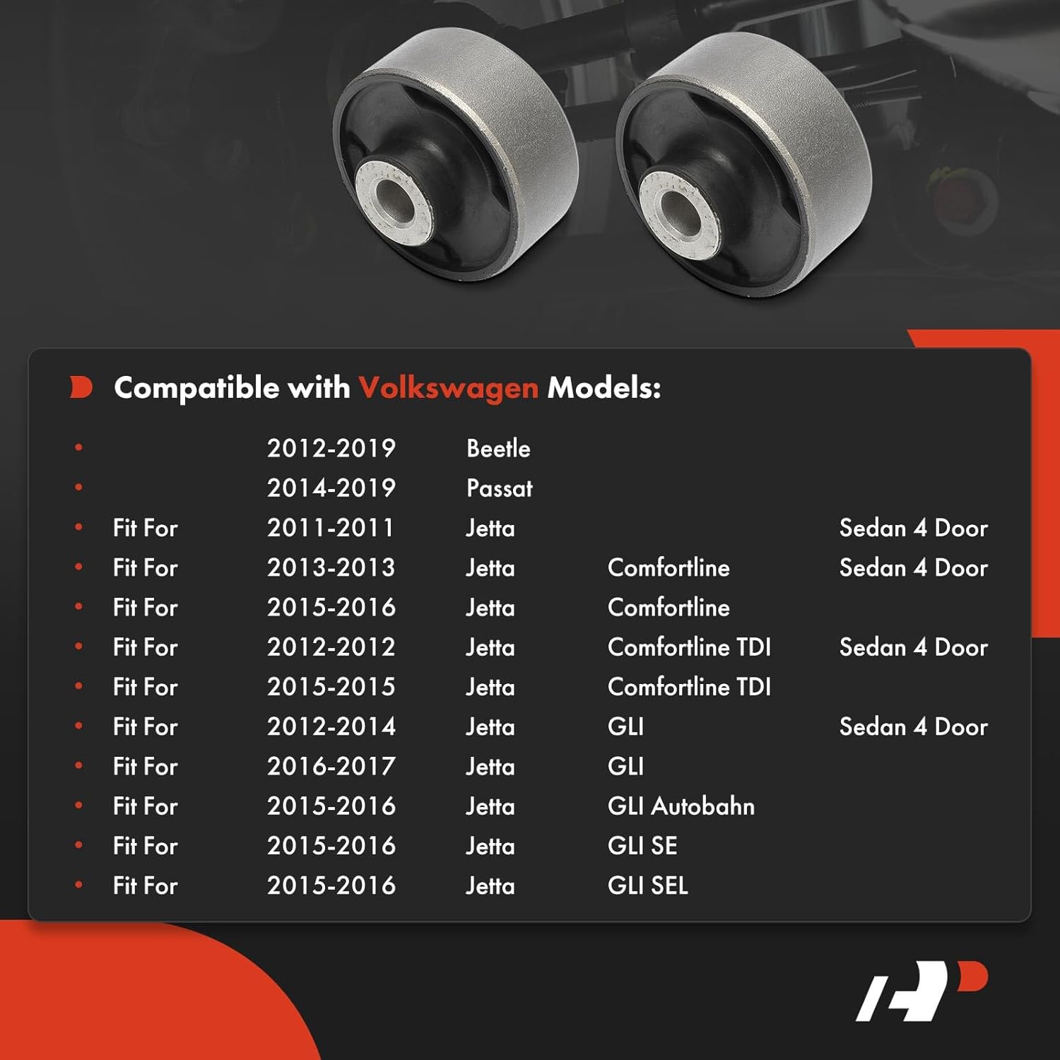 A-Premium 2 x Front Rearward Lower Control Arm Bushing Kit, Compatible with Volkswagen Jetta 2011-2018, Passat 2014-2019, Beetle 2012-2019