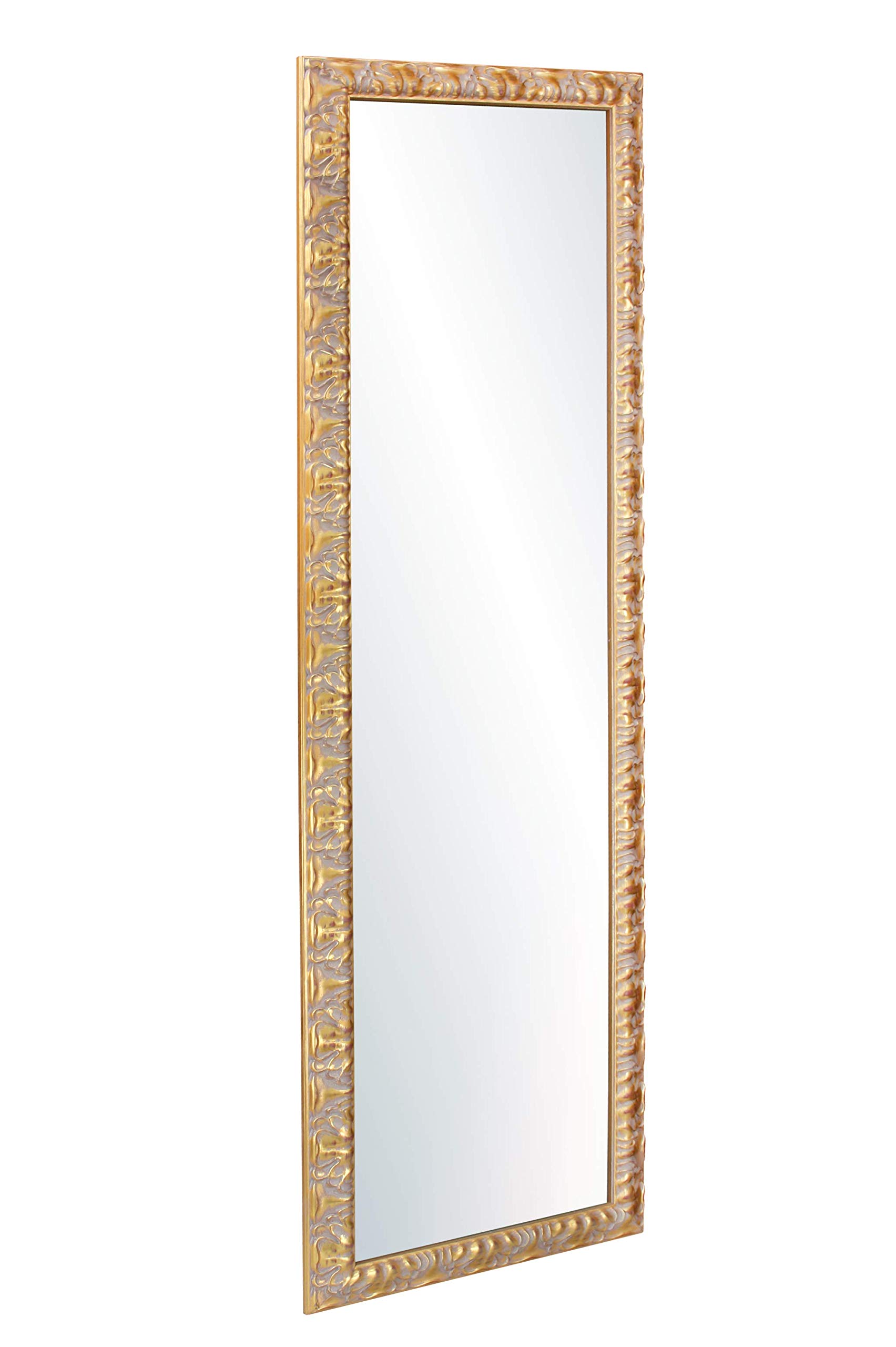 CHELY INTERMARKET MOD149 Espejo De Pared Estilo Clásico Dorado Decorativo Rectangular 35x140 cm Salón Oficina Madera Maciza Fabricado En España Perfil con Relieve Montaje Versátil