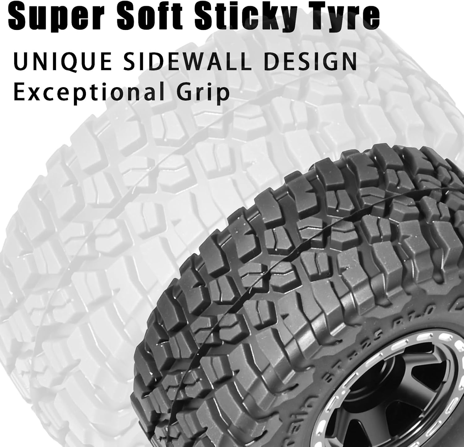 1.0 Beadlock Wheel Soft Tire Set RC Upgrade Part for Traxxas 1/18 TRX4M 1/24 RC Crawlers car Axial SCX24 FMS FCX24 Gladiator Bronco C10 JLU Deadbolt B17 Upgrade.(4Pcs/Set)