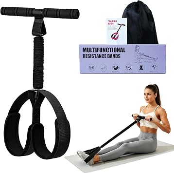 Pedal Resistance Band with Handle Upgrade Foot Pedal Resistance Bands for Women Multifunction Pedal Resistance Band for Core,Sit Up Exercise Equipment for Abs, Legs & Glutes
