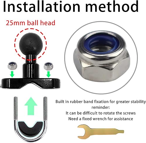 Miniatura 5 de Manillar de bola de 1 pulgada en U Torque Base de montaje en riel mediano para rieles de 0.5 a 1.25 pulgadas de diámetro con orificio de montaje de