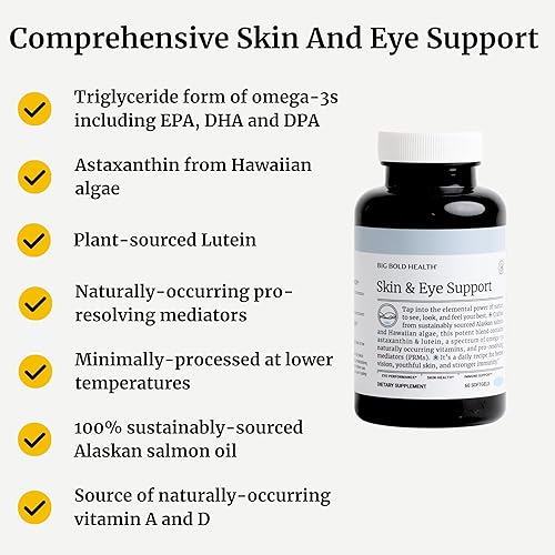Miniatura 4 de BIG BOLD HEALTH Apoyo para la piel y los ojos - Complejo Omega-3 con aceite de salmón de Alaska, DHA, astaxantina y luteína para ojos y piel