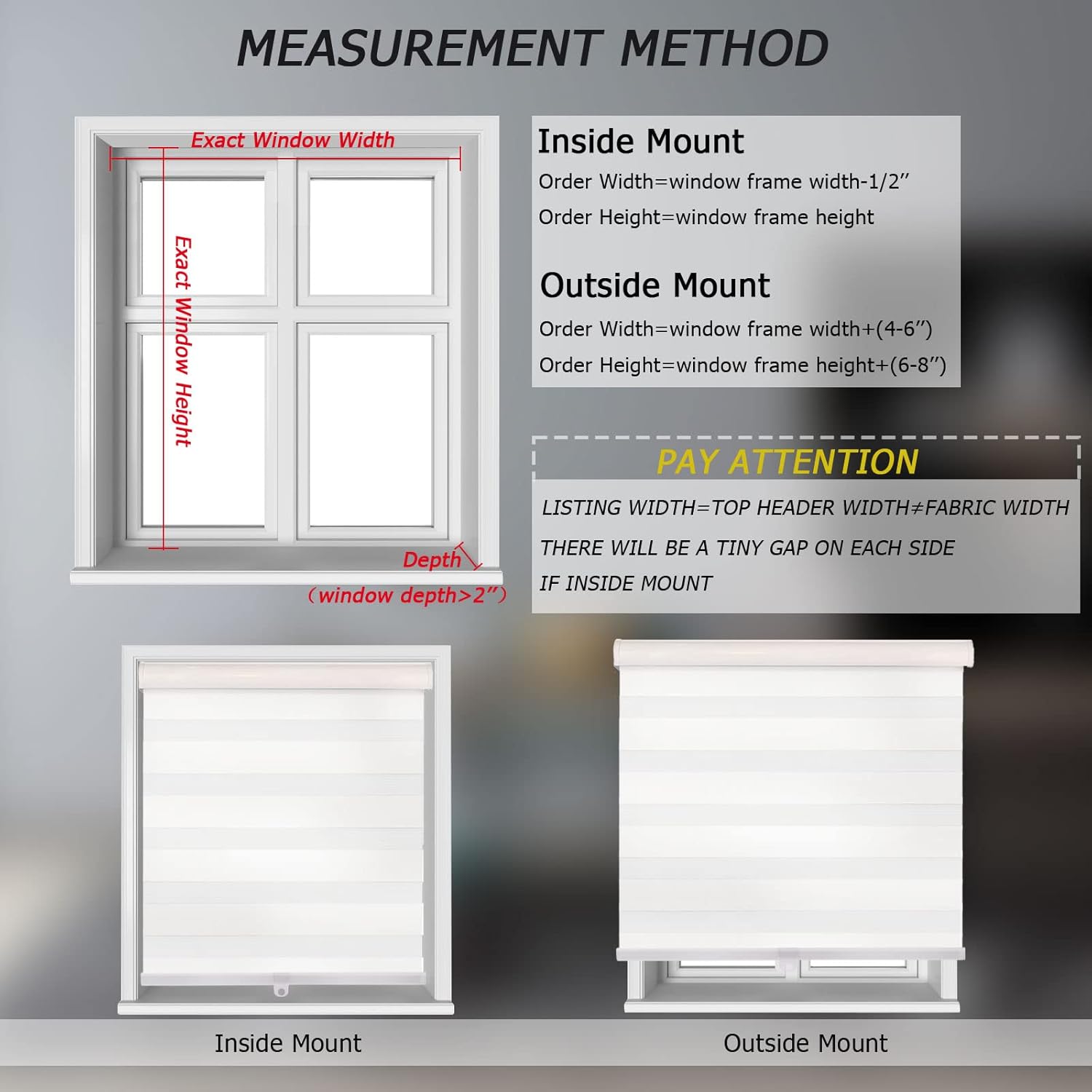 Cordless Zebra Blinds Window Blinds and Shades Dual Layer Roller Shades, Sheer or Privacy Light Control [ White 57" W x 64" H] Custom Cut to Size, 18 to 72 inch Wide