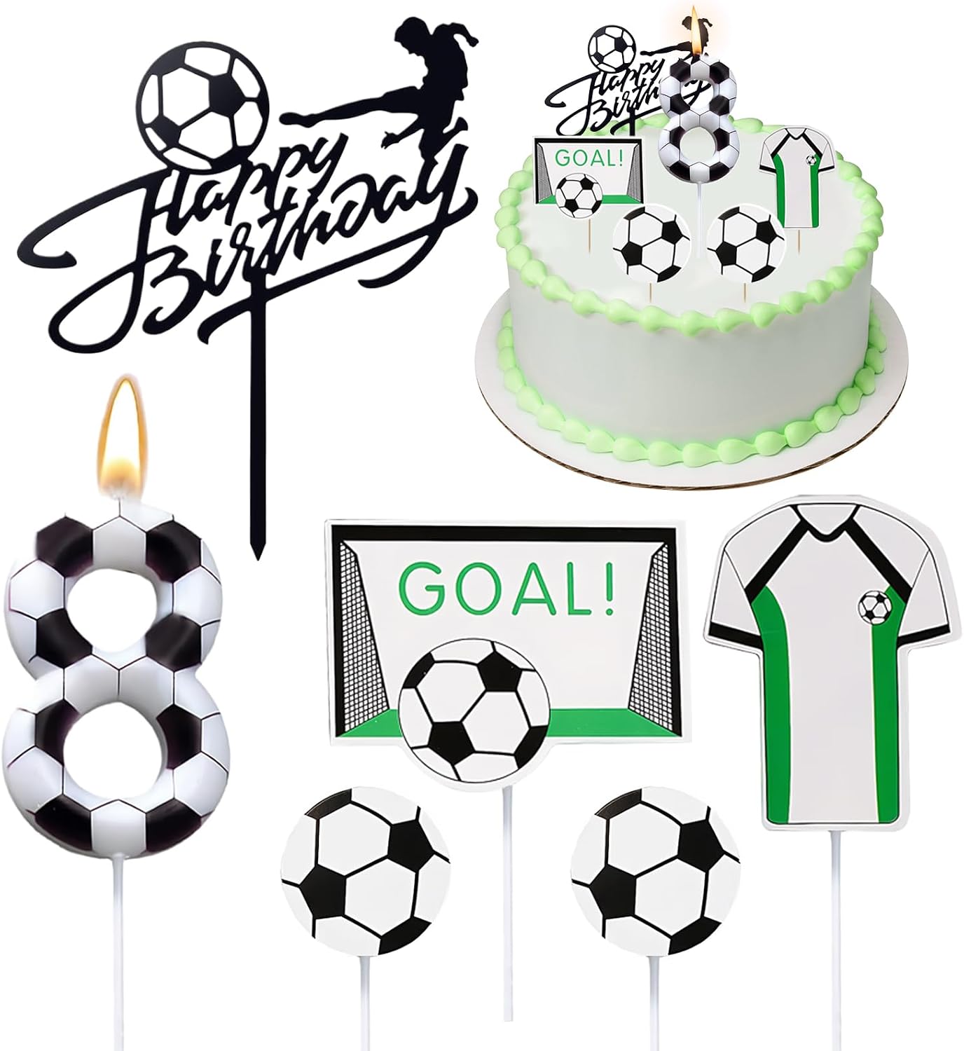 Birthday Candles Numbers Candles Birthday 8 Fussball Deko Geburtstag KinderFussball Torten Dekor8 Geburtstag Junge KuchendekoFussball geburtstag DekoTortendeko