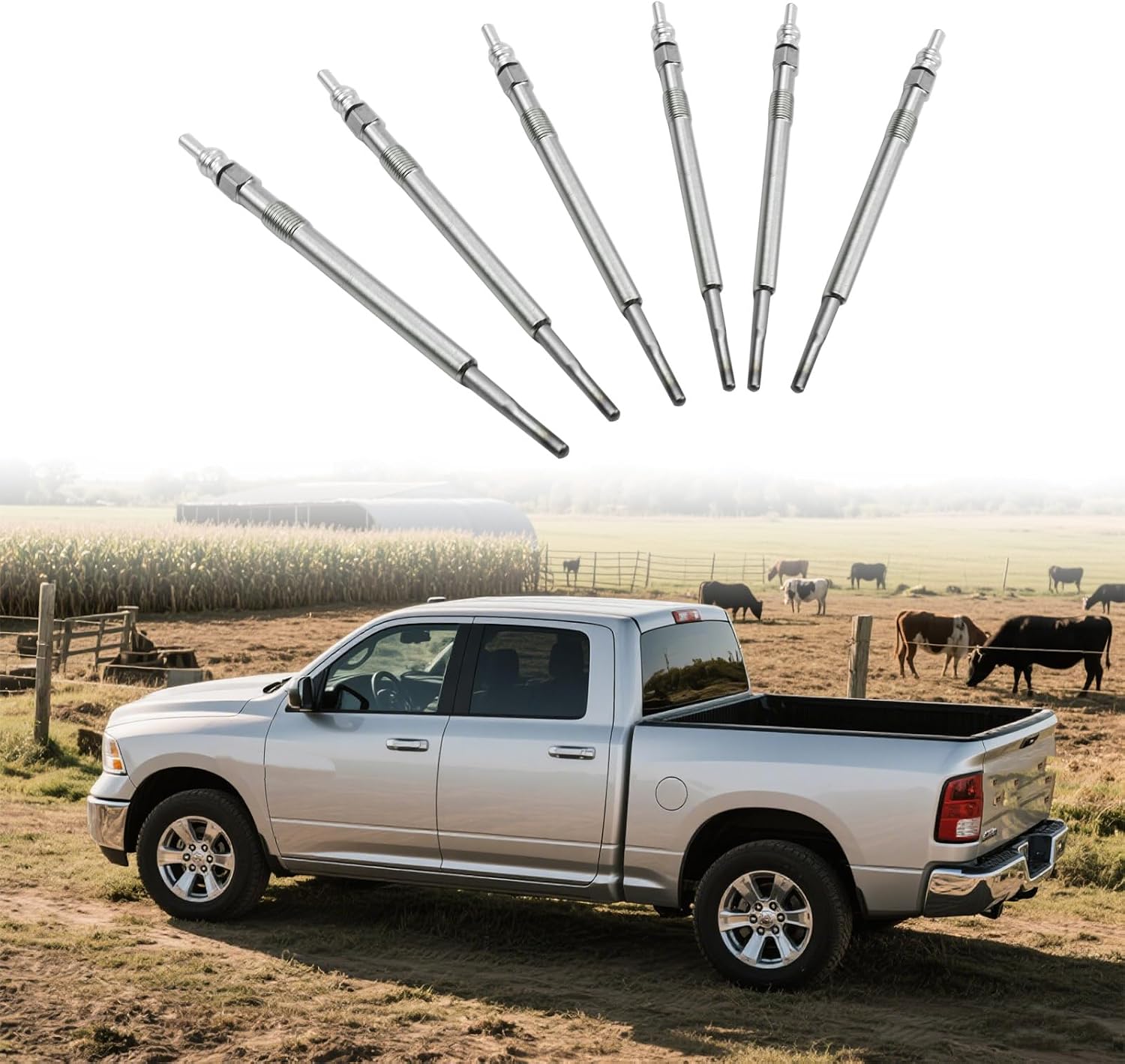 0250603008 6Pcs Diesel Glow Plugs Replacement for‎ 68211173AA Fits for Jeep Grand Cherokee 2014-2019 Ram 1500 2014-2018 Ram 1500 Classic 2019 3.0l V6