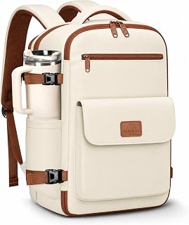 MATEIN Mochila 40x30x20 para Ryanair, Mochila Viaje Mujer, Beige-Marrón