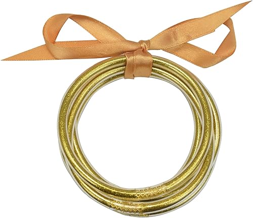 LovelyBead Juego de pulseras de silicona con purpurina (7.5 pulgadas, 5 piezas en el juego)