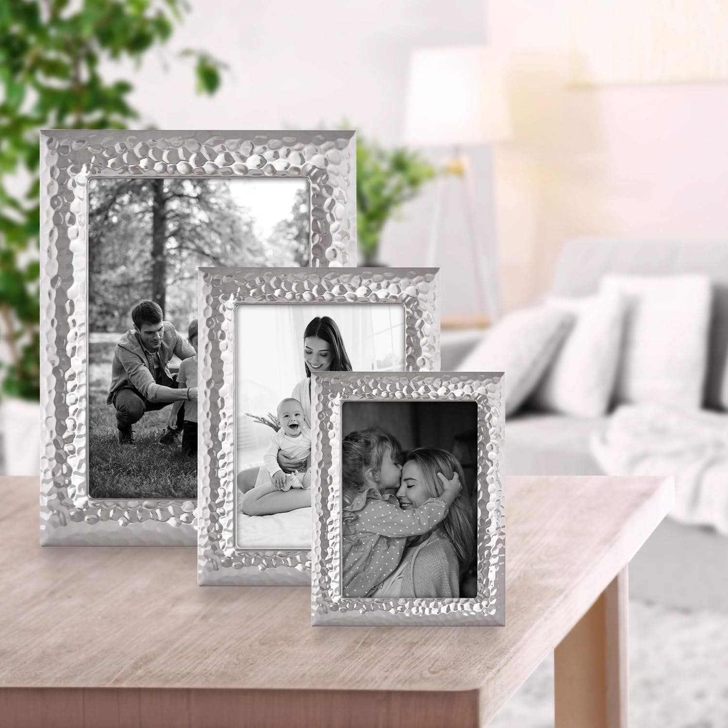 Snapklik.com : Modern Hammered Silver Picture Frame, Tarnish Resistant ...